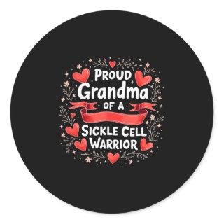 Sickle Cell Warrior Proud Grandma Genetic Disorder Classic Round Sticker