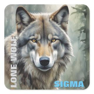 Sigma Male Lone Wolf Square Sticker