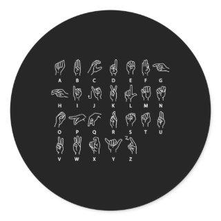 Sign Language Alphabet Deaf Mute ASL Deaf Awarenes Classic Round Sticker