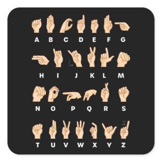 Sign Language ASL Alphabet Deaf Gift Square Sticker