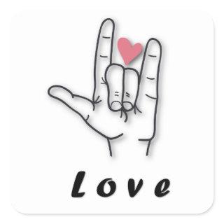 Sign Language Love Square Sticker