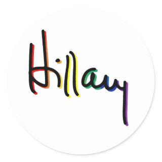 Signature Hillary Clinton Pride Rainbow - LGBT Pol Classic Round Sticker