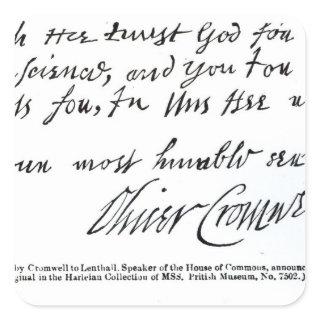 Signature Oliver Cromwell,from handwritten Square Sticker