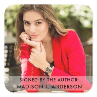 Signed by the Author Writer Photo Square W Large Square Sticker