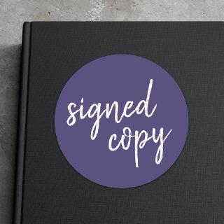 Signed Copy | Author Navy Blue Book Signing Classic Round Sticker