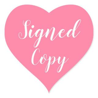 Signed Copy Romance Author Writer Pink Heart Sticker