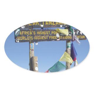 Signpost  on the  Summit of Kilimanjaro kenya Oval Sticker