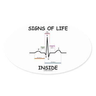 Signs Of Life Inside (ECG/EKG Electrocardiogram) Oval Sticker