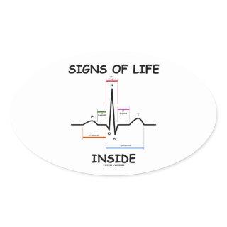 Signs Of Life Inside (ECG/EKG Electrocardiogram) Oval Sticker