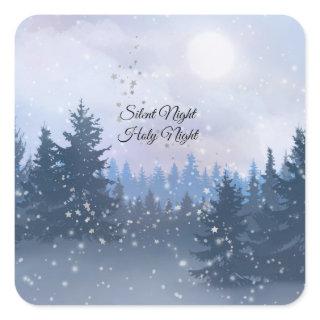 Silent Night Holy Night Magic Winter Illustration Square Sticker