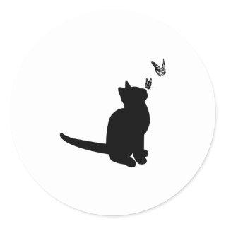 Silhouette Cat Classic Round Sticker