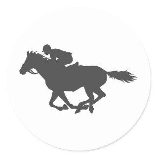 Silhouette horse jockey - Choose background color Classic Round Sticker