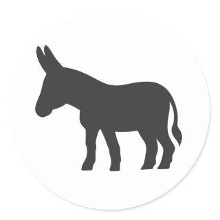 Silhouette of a mule classic round sticker