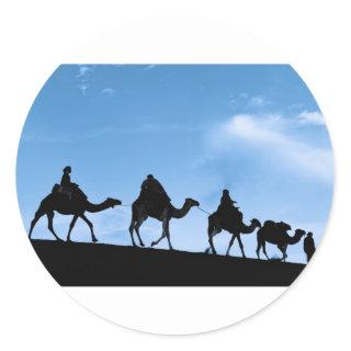 Silhouette of Camel Caravan Classic Round Sticker