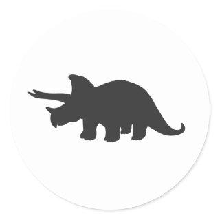 Silhouette of triceratops - Choose backgroun color Classic Round Sticker