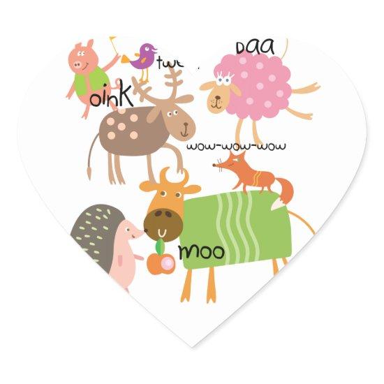 Silly Animals Heart Sticker