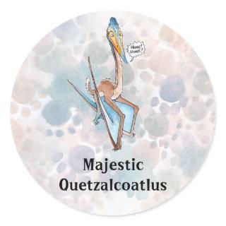 Silly Cartoon Quetzalcoatlus Pterosaur Classic Round Sticker