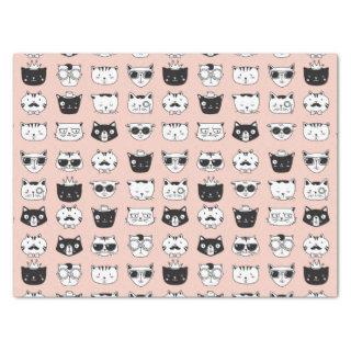 Silly Cat Face Doodles Tissue Paper