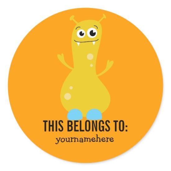 Silly Cute Monster THIS BELONGS TO Stickers