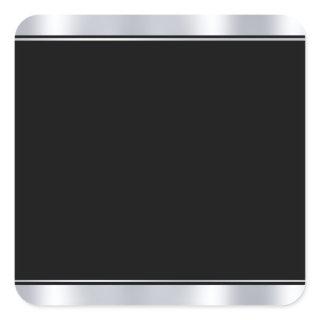 Silver And Black Modern Elegant Blank Template Square Sticker