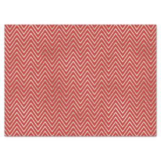 Silver and Red Chevron Stripes Tissue Paper