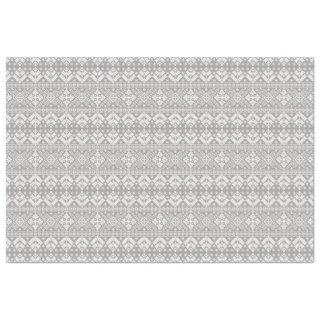 Silver and White Christmas Fair Isle Pattern Tissue Paper