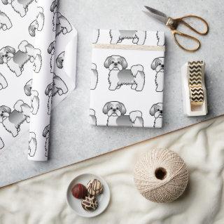 Silver And White Shih Tzu Cartoon Dog Pattern