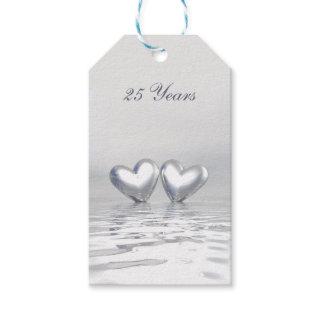 Silver Anniversary Hearts Gift Tags