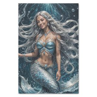 Silver Artic Mermaid Decoupage Paper