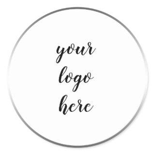 Silver Black Circle Rings Border Custom Logo Classic Round Sticker