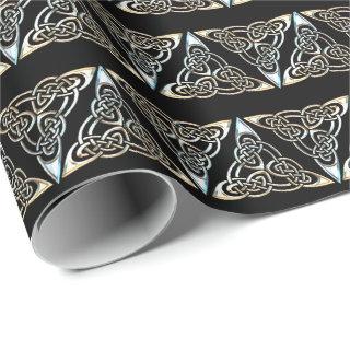 Silver Black Triangle Spirals Celtic Knot Design