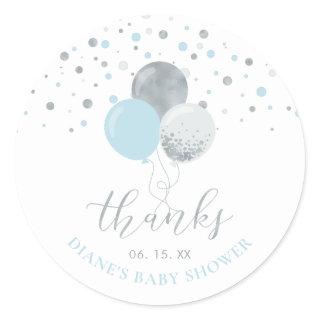 Silver & Blue Balloons | Party Favor Thank you Classic Round Sticker