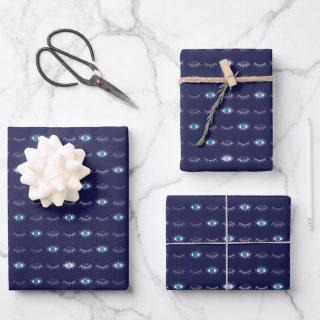Silver Blue Evil Eye Eyelashes Nazar Mati Pattern  Sheets