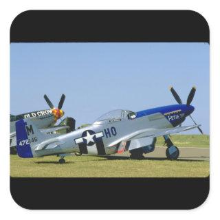 Silver & Blue, P51 Mustang, Side_WWII Planes Square Sticker