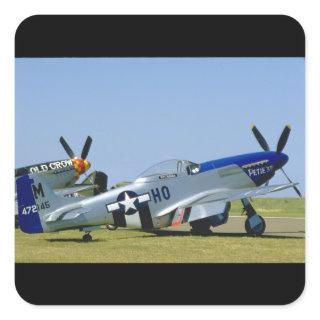 Silver & Blue, P51 Mustang, Side_WWII Planes Square Sticker