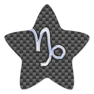 Silver Chrome like Capricorn Symbol Carbon Fiber Star Sticker