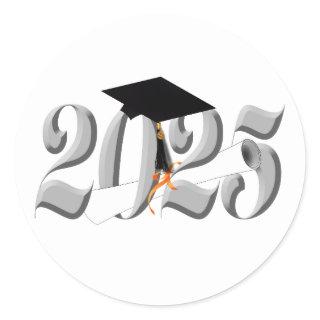 Silver Class of 2025 Graduation Classic Round Sticker