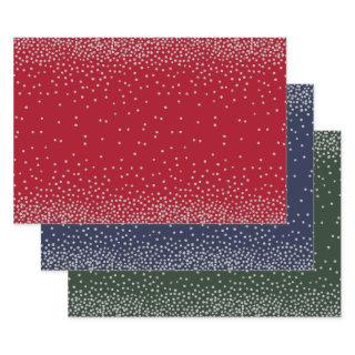 Silver Confetti on Red, Navy & Evergreen  Sheets