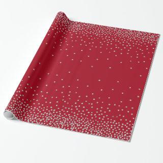 Silver Confetti Over Dark Red Holiday Style