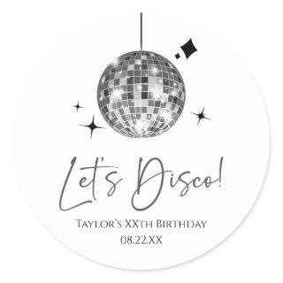 Silver Disco Ball Let's Disco Birthday Party Classic Round Sticker