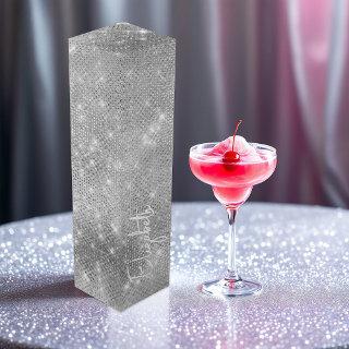 Silver Faux Glitter Personalized Wine Gift Wine Box