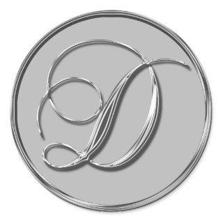 Silver Formal Wedding Monogram D Envelope Seal