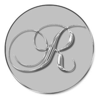 Silver Formal Wedding Monogram R Seal Monogrammed