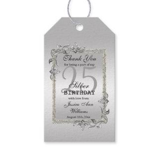 Silver Gem & Glitter 25th Birthday Party  Gift Tags