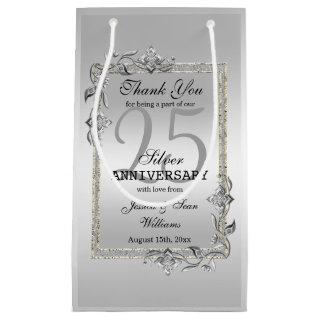 Silver Gem & Glitter 25th Wedding Anniversary Small Gift Bag
