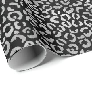 Silver Glam Black Leopard Print