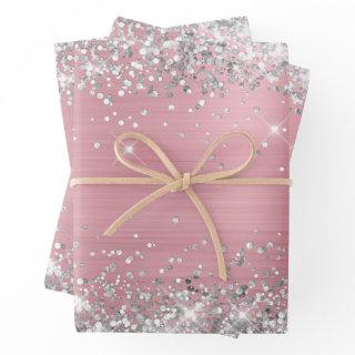 Silver Glitter and Light Pink Ombre Foil  Sheets