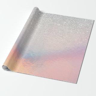 Silver Glitter Iridescent Holographic Gradient