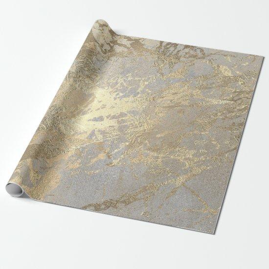 Silver Gray Abstract Golden  Metallic Glass Stroke