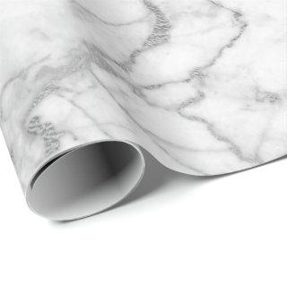 Silver Gray White Carrara Marble Stone Glam minima